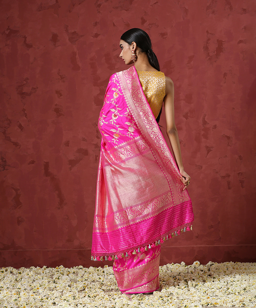 Hot_Pink_Handloom_Pure_Katan_Silk_Banarasi_Saree_With_Meenakari_Work_WeaverStory_03