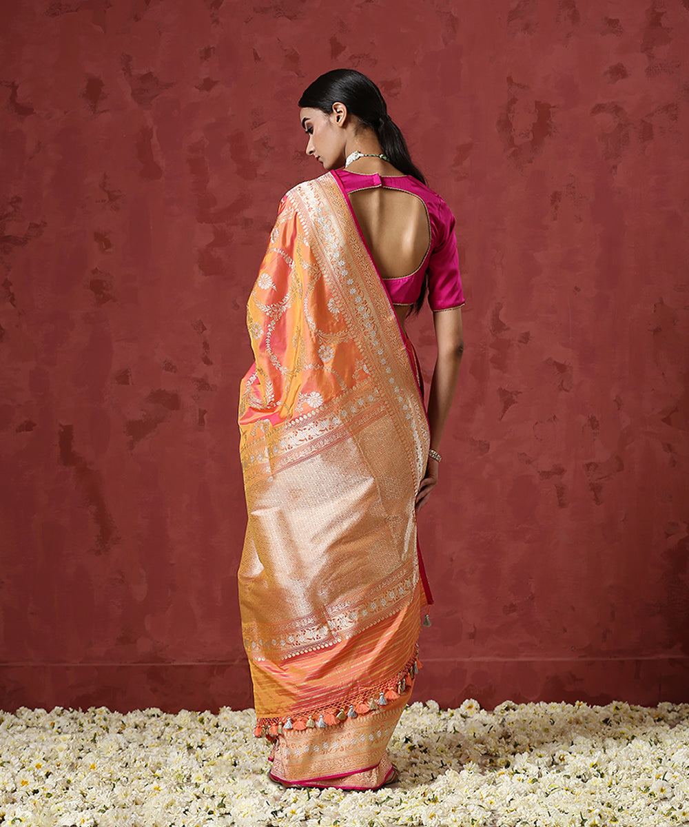 Handloom_Peach_and_Pink_Pure_Katan_Silk_Banarasi_Saree_With_Pink_Selvedge_WeaverStory_03