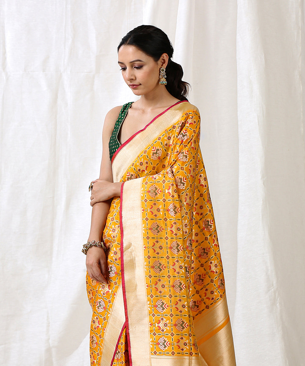 Handloom_Mustard_Pure_Katan_Silk_Patola_Saree_With_Cutwork_Weave_WeaverStory_01