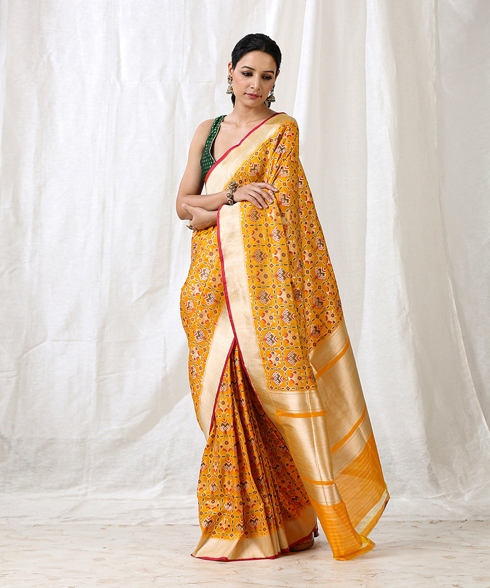 Handloom_Mustard_Pure_Katan_Silk_Patola_Saree_With_Cutwork_Weave_WeaverStory_02