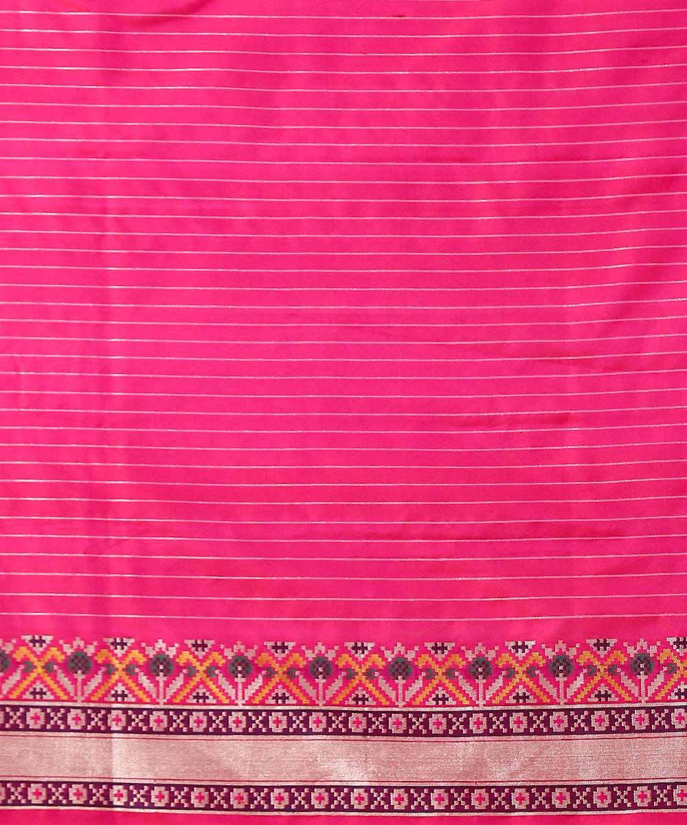 Hot_Pink_Handloom_Pure_Katan_Silk_Patola_Saree_With_Geometrical_Design_WeaverStory_05