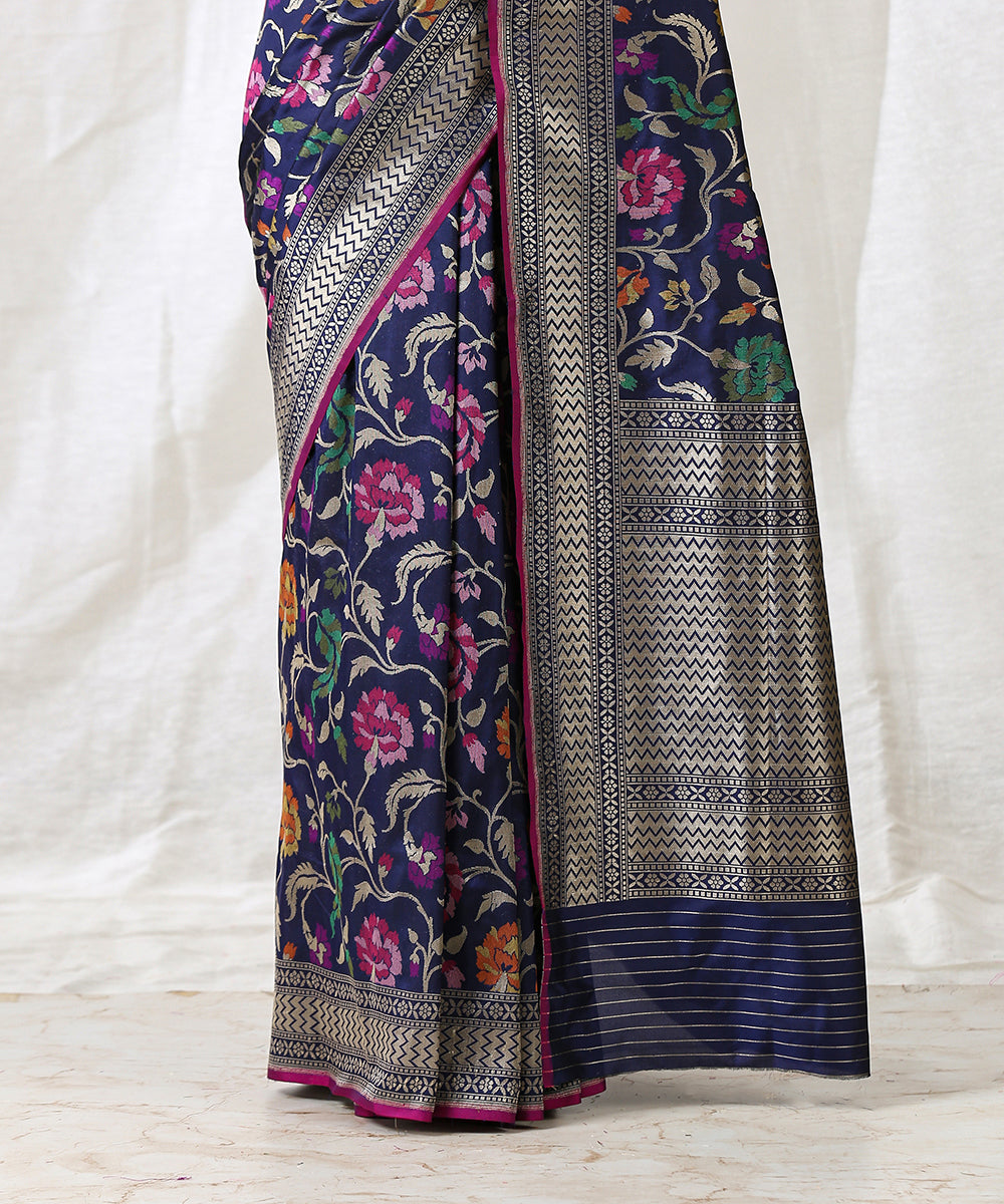 Navy_Blue_Handloom_Pure_Katan_Silk_Banarasi_Saree_With_Cutwork_Meenakari_Jaal_WeaverStory_04