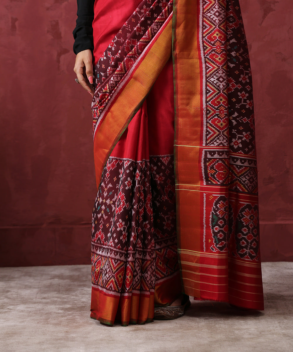 Handloom_Red_Mulberry_Silk_Plain_Patola_Saree_WeaverStory_04
