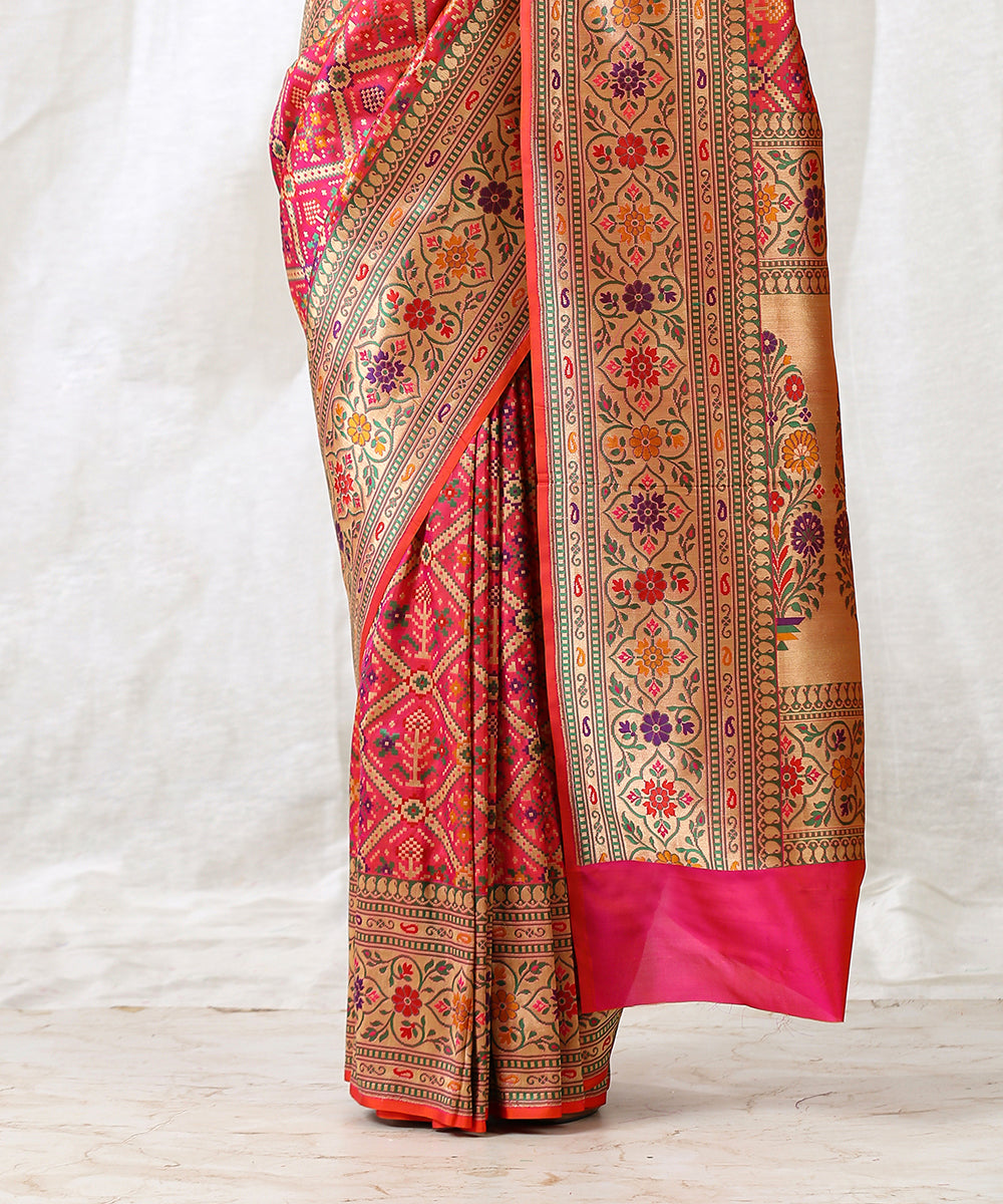Handloom_Pink_Pure_Katan_Silk_Katan_Patola_Banarasi_Saree_with_Cutwork_Weave_WeaverStory_04