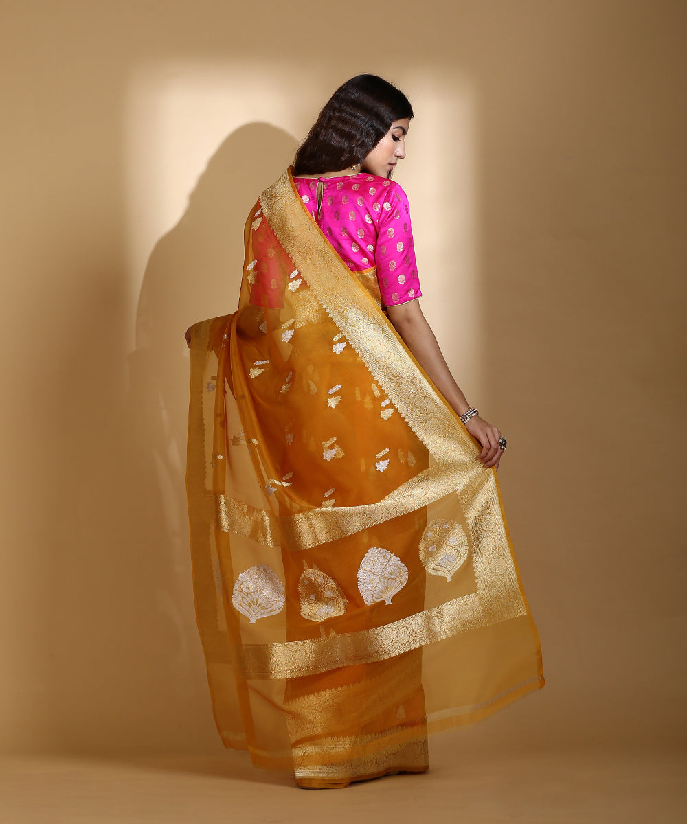 Mustard_Handloom_Kora_Silk_Banarasi_Saree_With_Gold_And_Silver_Kadhwa_Booti_WeaverStory_03