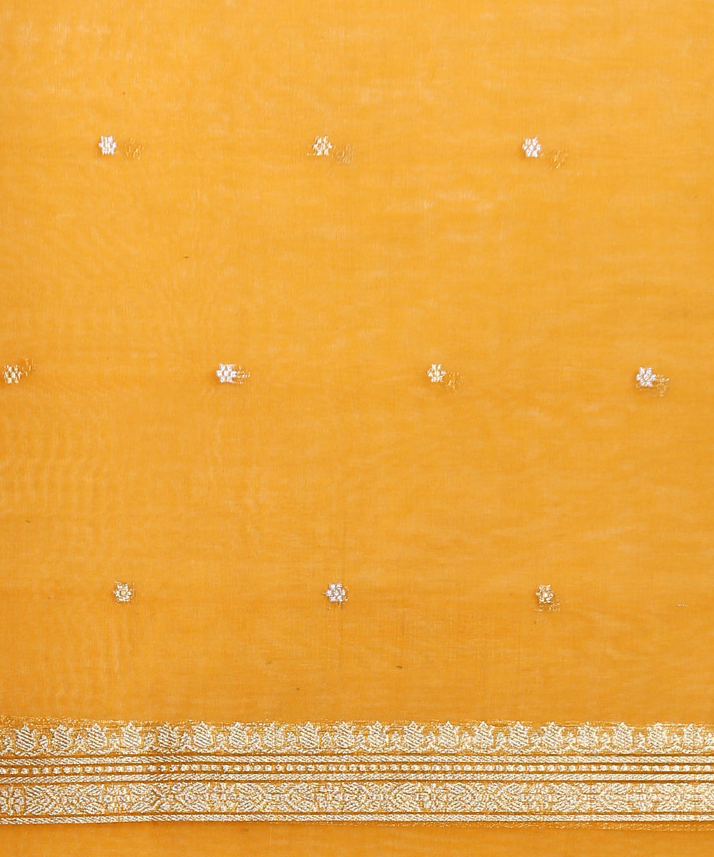 Mustard_Handloom_Kora_Silk_Banarasi_Saree_With_Gold_And_Silver_Kadhwa_Booti_WeaverStory_05