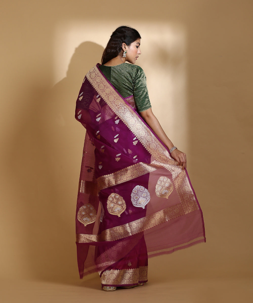 Handloom_Purple_Kora_Silk_Banarasi_Saree_With_Gold_And_Silver_Kadhwa_Booti_WeaverStory_03