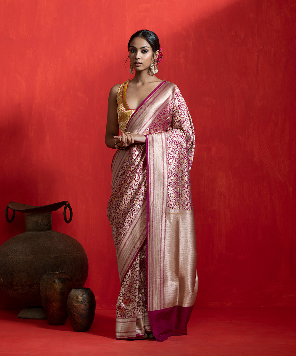 Wine_Handloom_Gul_Kimkhab_Pure_Katan_Silk_Banarasi_Saree_WeaverStory_02