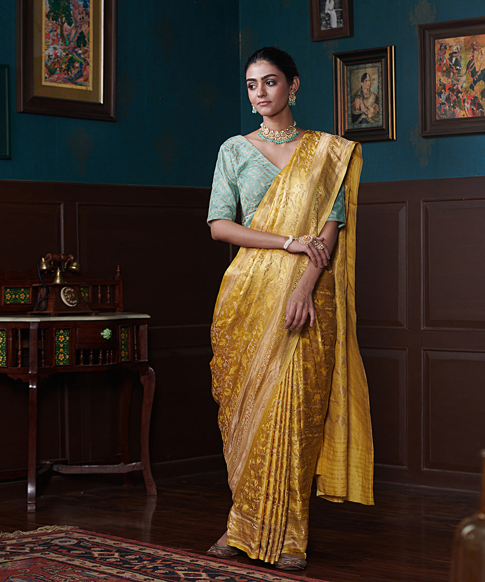 Handloom_Yellow_Gajji_Silk_Shikargah_Banarasi_Saree_With_Tanchoi_Weave_WeaverStory_02