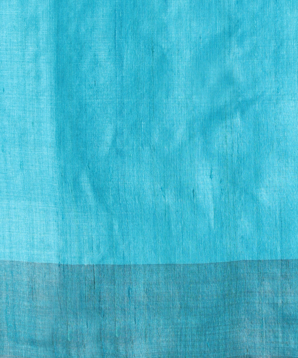 Blue_Handloom_Pure_Kosa_Silk_Saree_With_Temple_Border_And_Multicolor_Pallu_WeaverStory_06