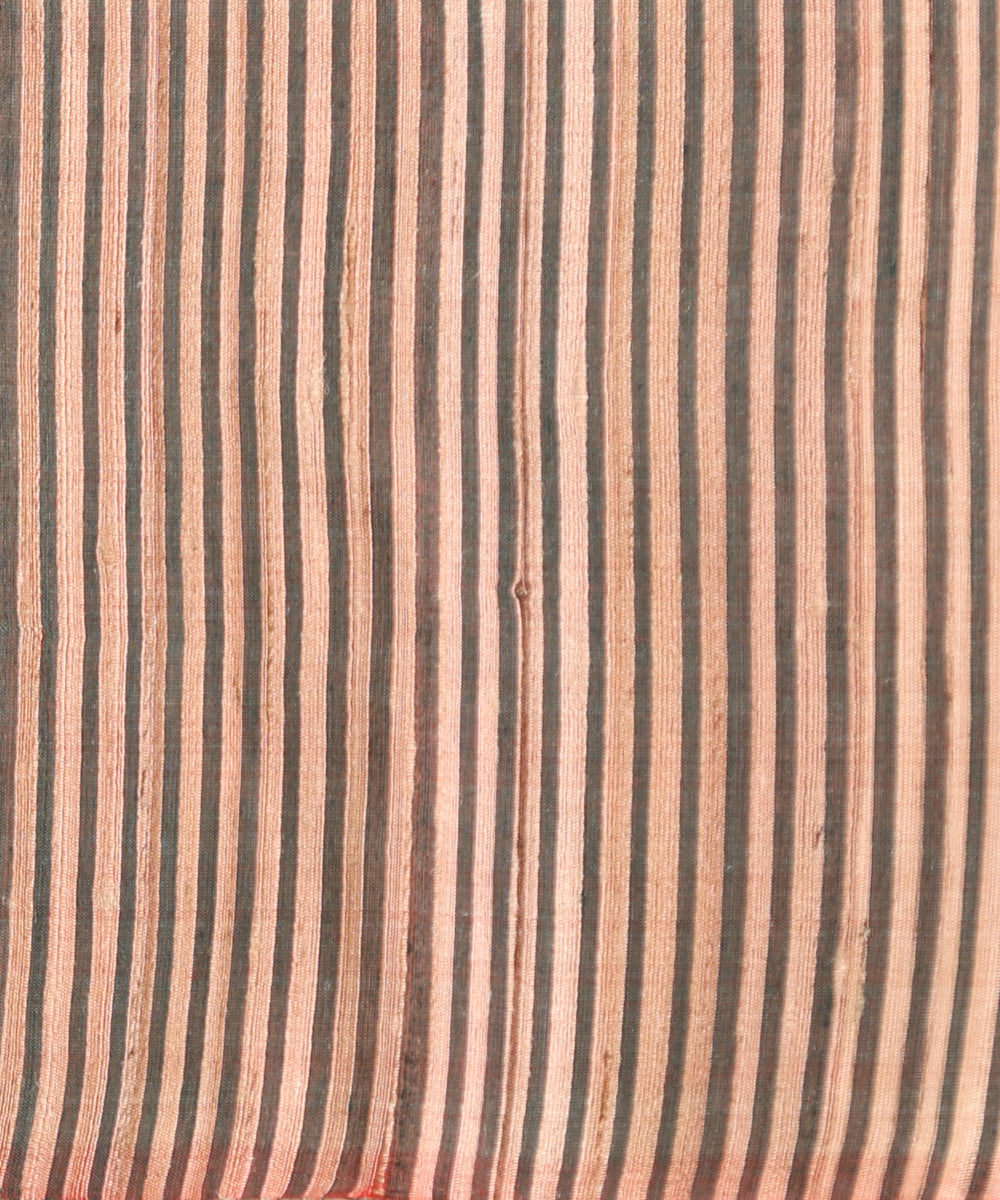 Beige_And_Brown_Handloom_Pure_Kosa_Silk_Saree_With_Temple_Border_WeaverStory_06