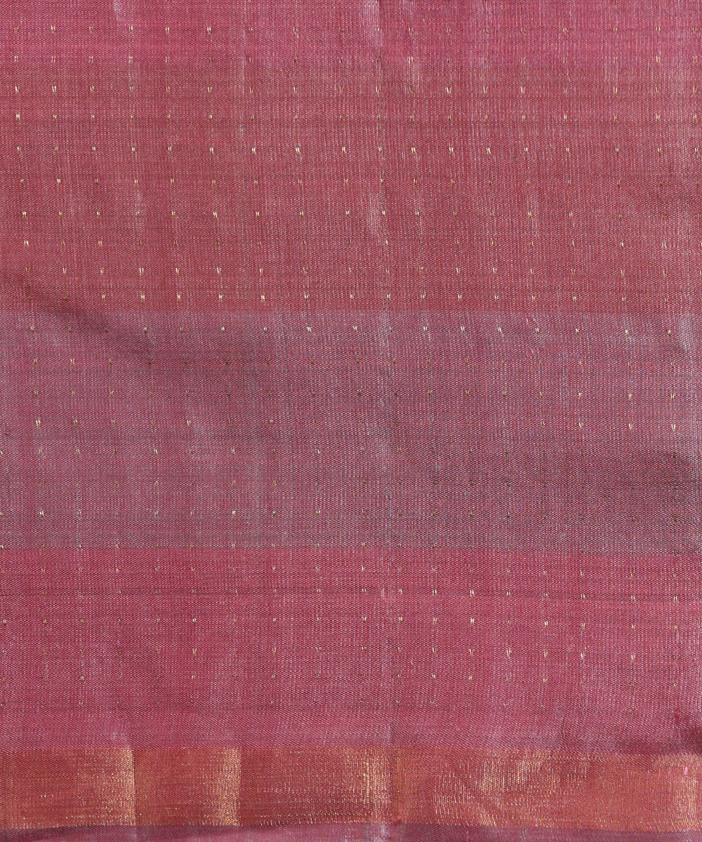 Emerald_Green_Double_Shade_Handloom_Pure_Kosa_Silk_Saree_With_Gold_Zari_Temple_Border_In_Pink_WeaverStory_05