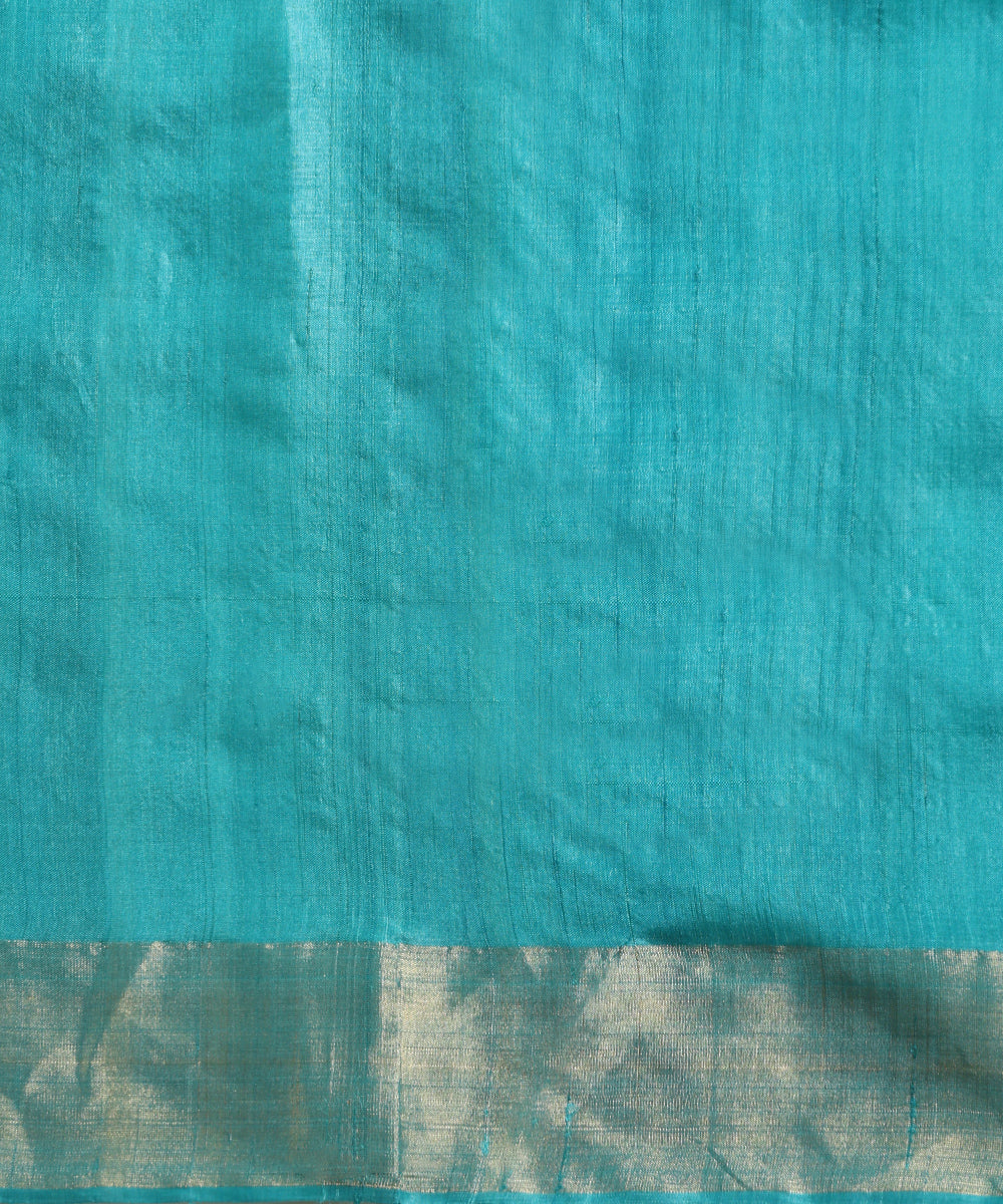 Handloom_Sea_Green_Pure_Kosa_Silk_Saree_With_All_Over_Hibiscus_Booti_WeaverStory_05