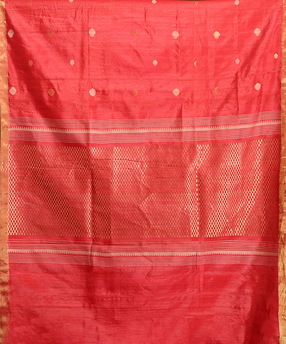 Pink_Handloom_Pure_Kosa_Silk_Saree_With_Booti_WeaverStory_05
