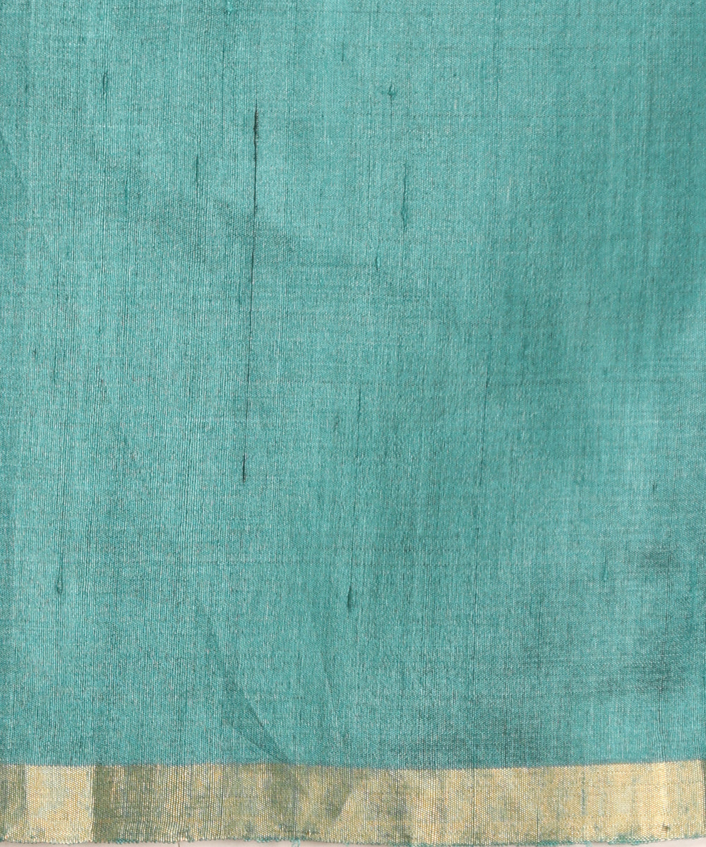 Handloom_Blue_Pure_Kosa_Silk_Saree_With_Thin_Zari_Border_WeaverStory_06