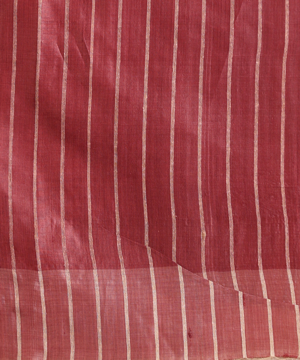 Wine_Handloom_Pure_Kosa_Silk_Saree_With_Temple_Zari_Border_WeaverStory_06