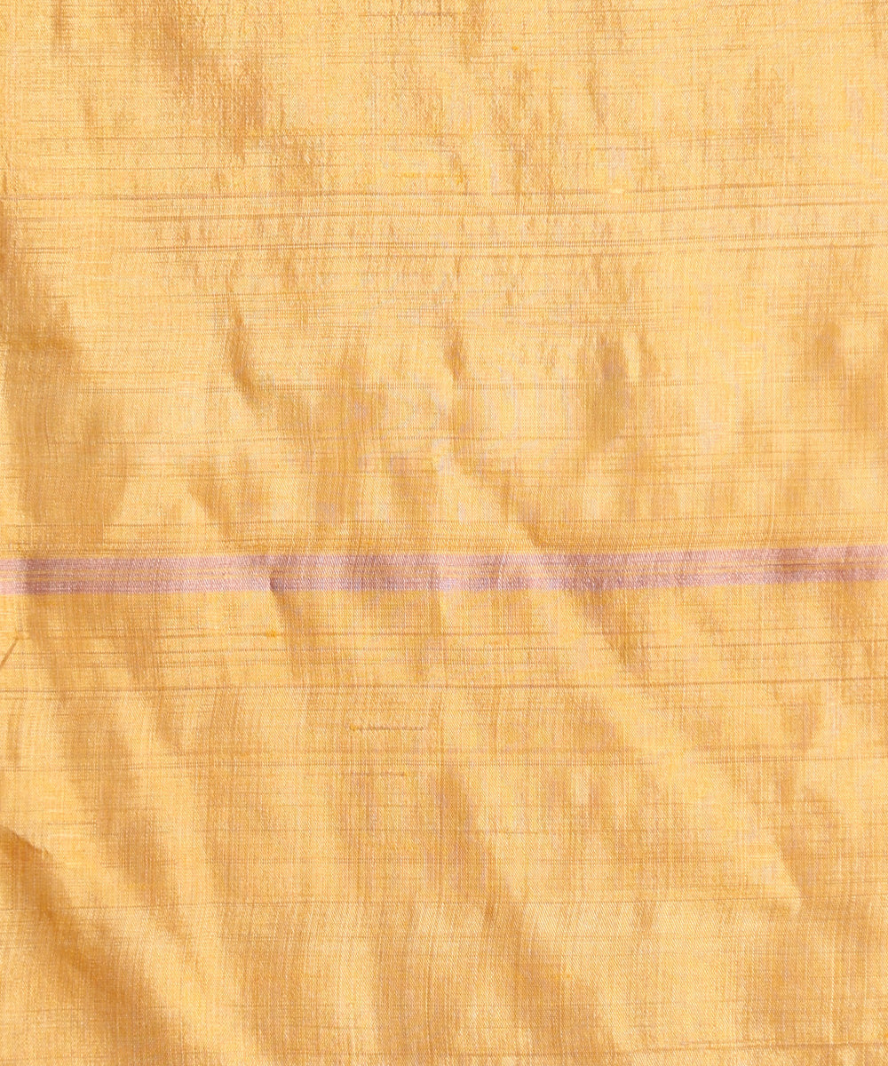 Beige_Handloom_Pure_Kosa_Silk_Saree_With_Golden_Zari_Border_WeaverStory_06