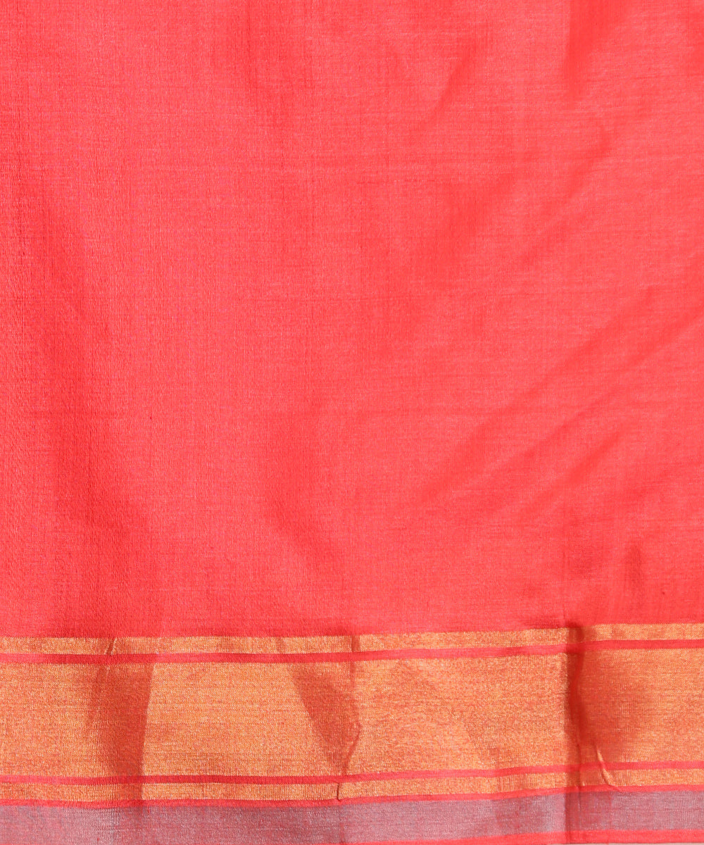 Pink_Handloom_Pure_Kosa_Silk_Saree_With_Small_Booti_And_Zari_Border_WeaverStory_06