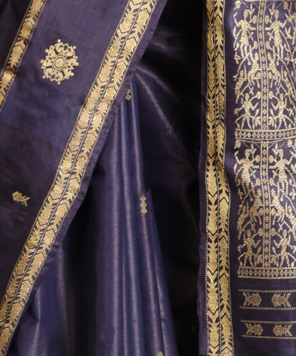 Navy_Blue_Handloom_Pure_Kosa_Silk_Saree_With_Intricate_Zari_Border_And_Pallu_WeaverStory_04