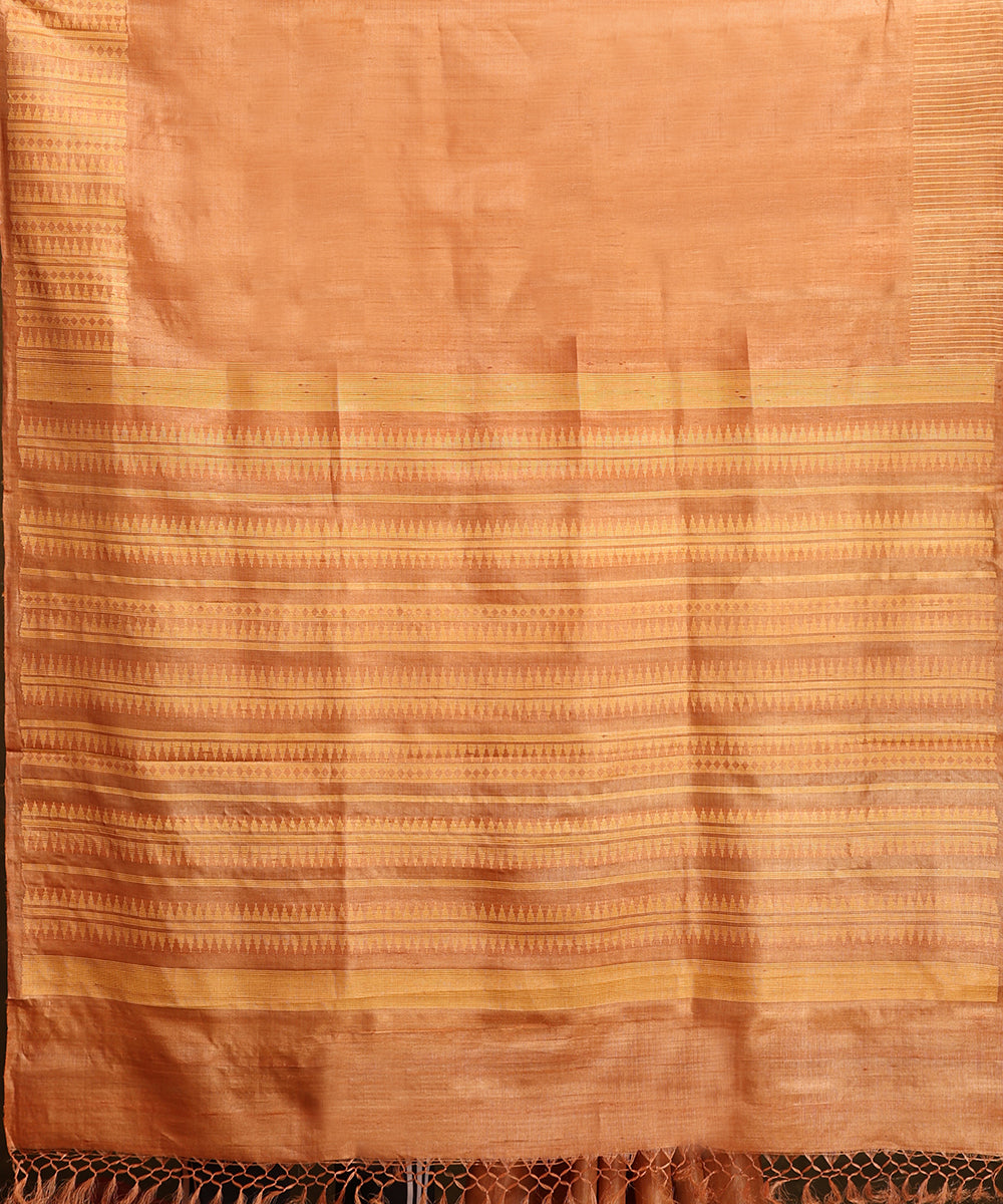 Rust_Peach_Handloom_Pure_Kosa_Silk_Saree_With_Thik_Border_WeaverStory_05