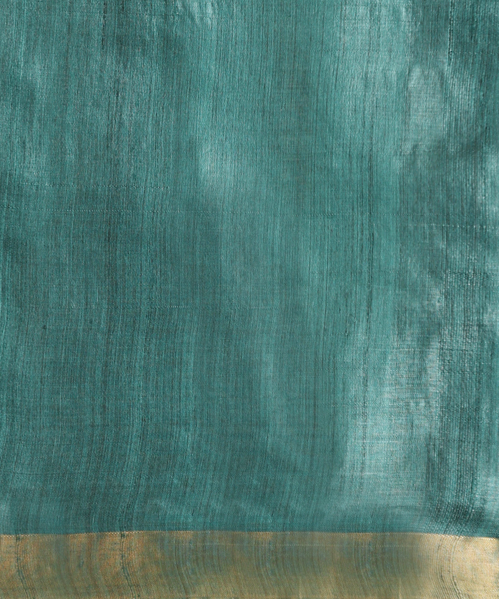 Blue_Handloom_Pure_Kosa_Silk_Saree_With_Zari_Stripes_And_Border_WeaverStory_06