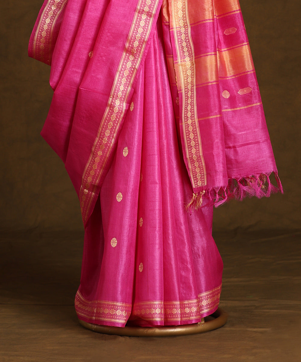 Pink_Handloom_Pure_Kosa_Silk_Saree_WeaverStory_03