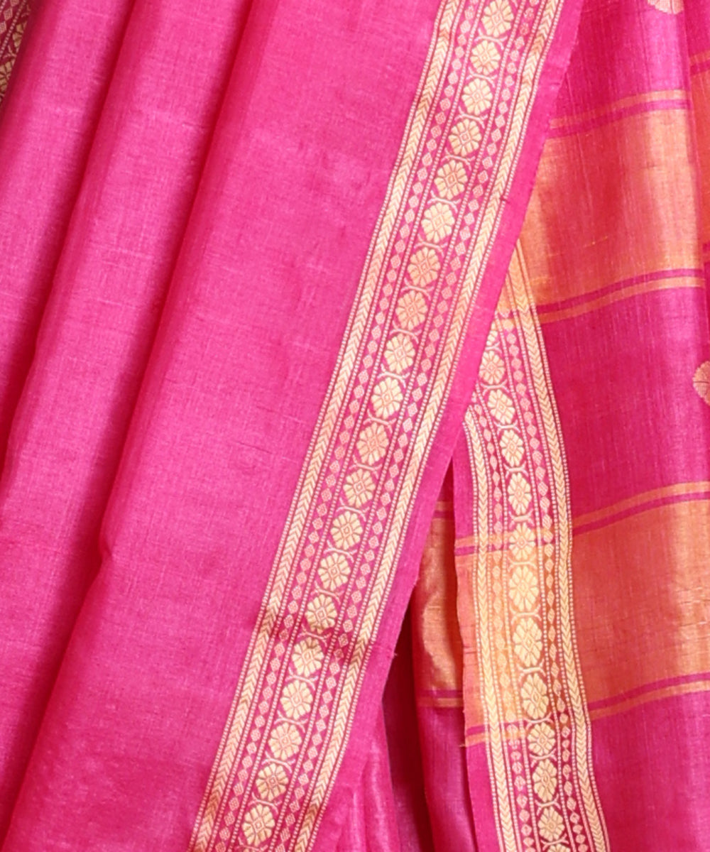 Pink_Handloom_Pure_Kosa_Silk_Saree_WeaverStory_04