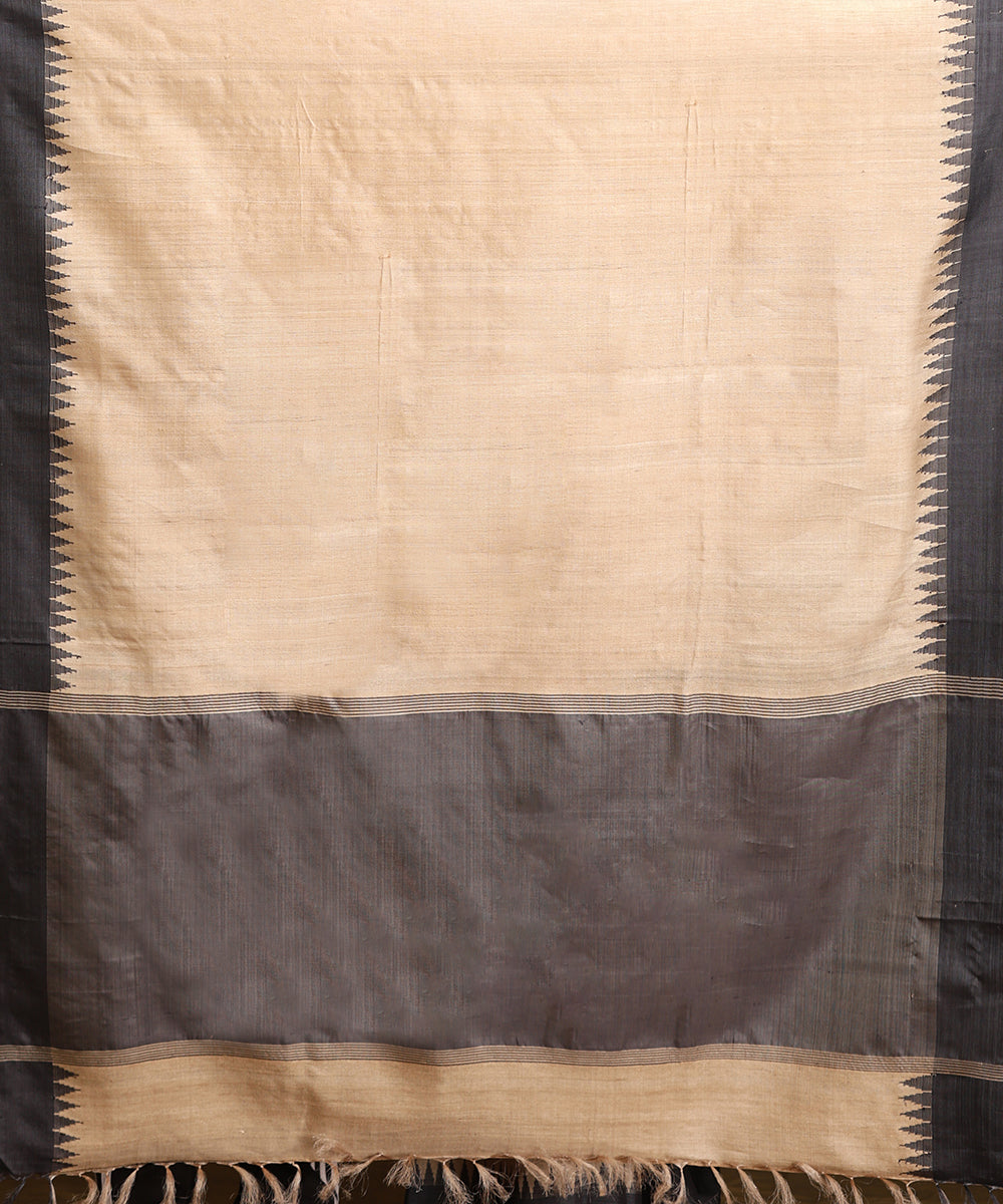Beige_Handloom_Pure_Kosa_Silk_Saree_With_Grey_Temple_Border_WeaverStory_05