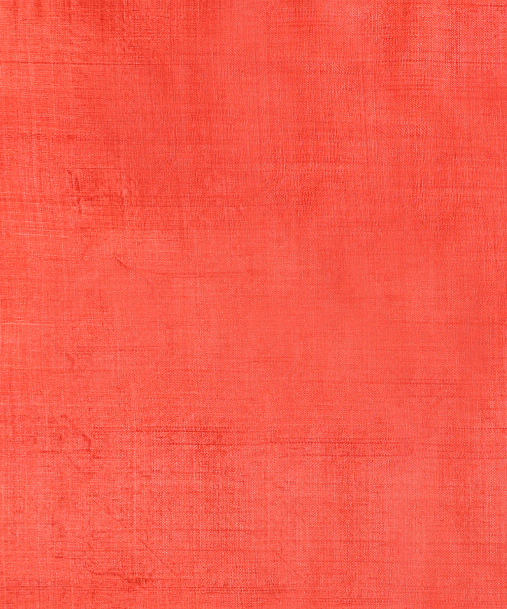 Deep_Orange_Handloom_Pure_Kosa_Silk_Striped_Saree_WeaverStory_06
