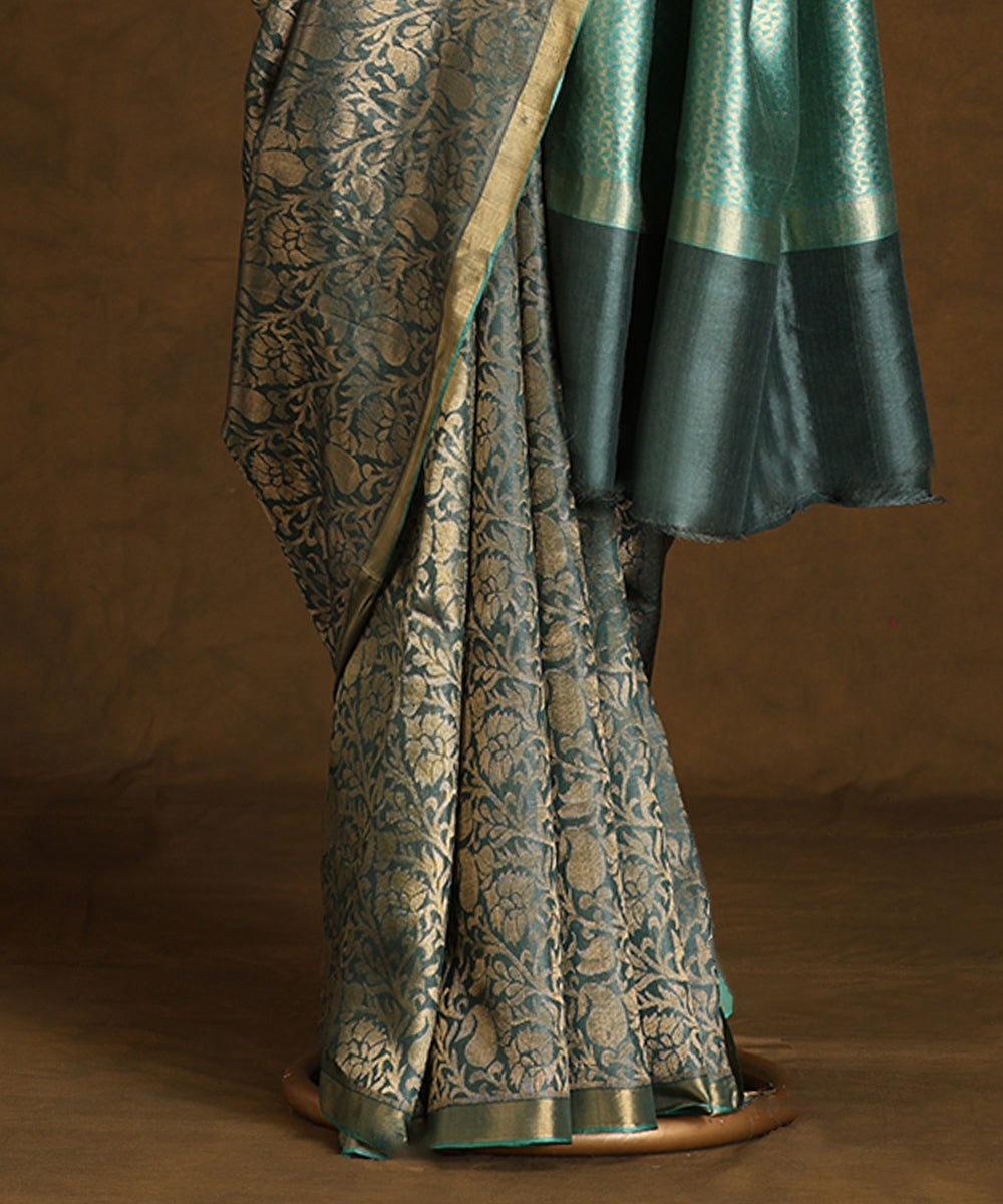 Deep_Blue_Handloom_Pure_Kosa_Silk_Saree_With_Heavy_Paisley_Zari_Jaal_WeaverStory_03