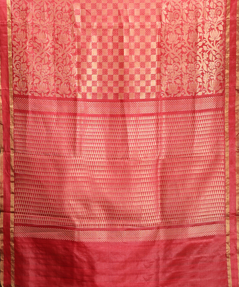Pink_Handloom_Pure_Kosa_Silk_Saree_With_Lotus_Zari_Jaal_WeaverStory_05