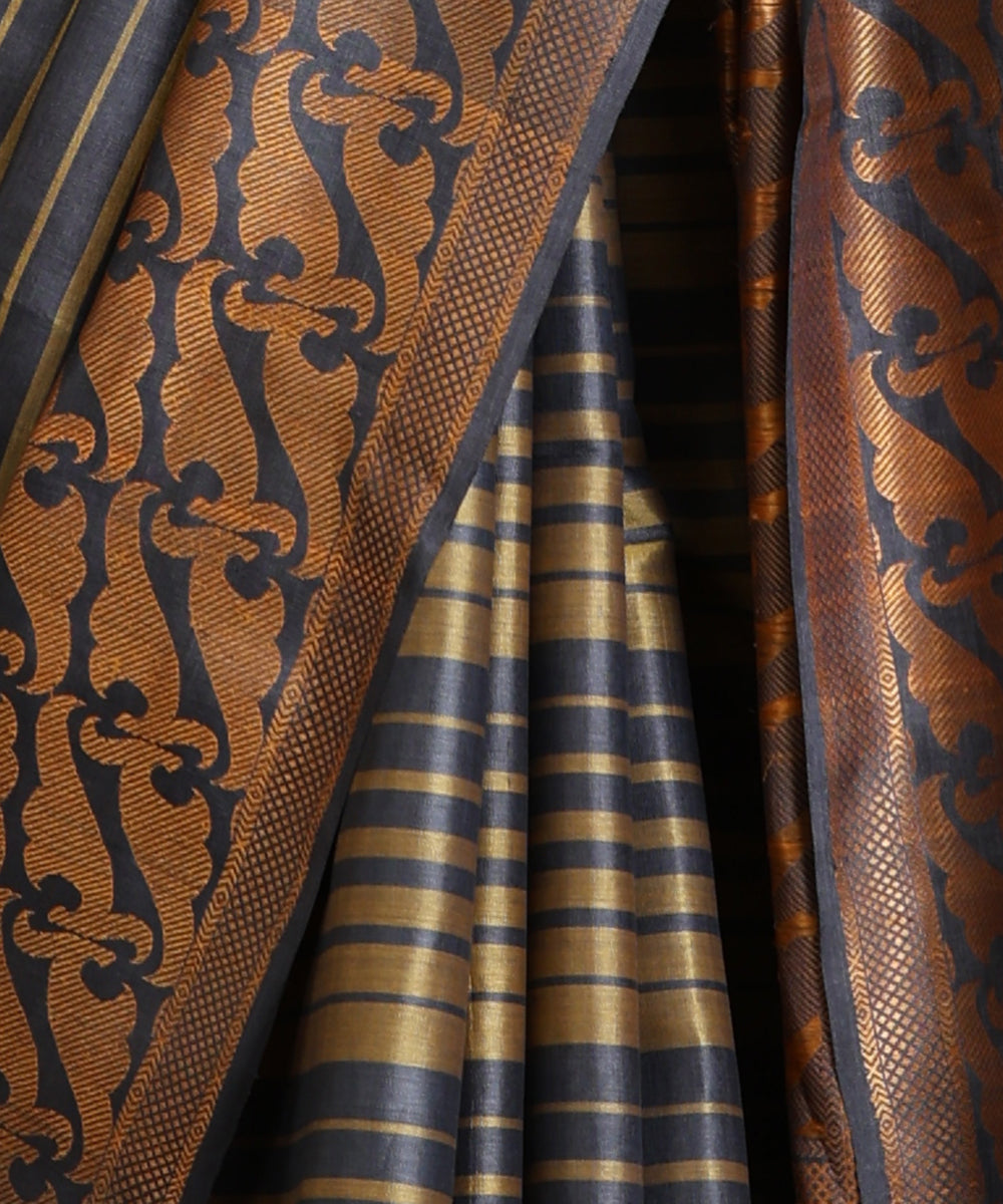 Handloom_Sky_Blue_Handloom_Pure_Kosa_Silk_Horizontal_Striped_Saree_WeaverStory_04