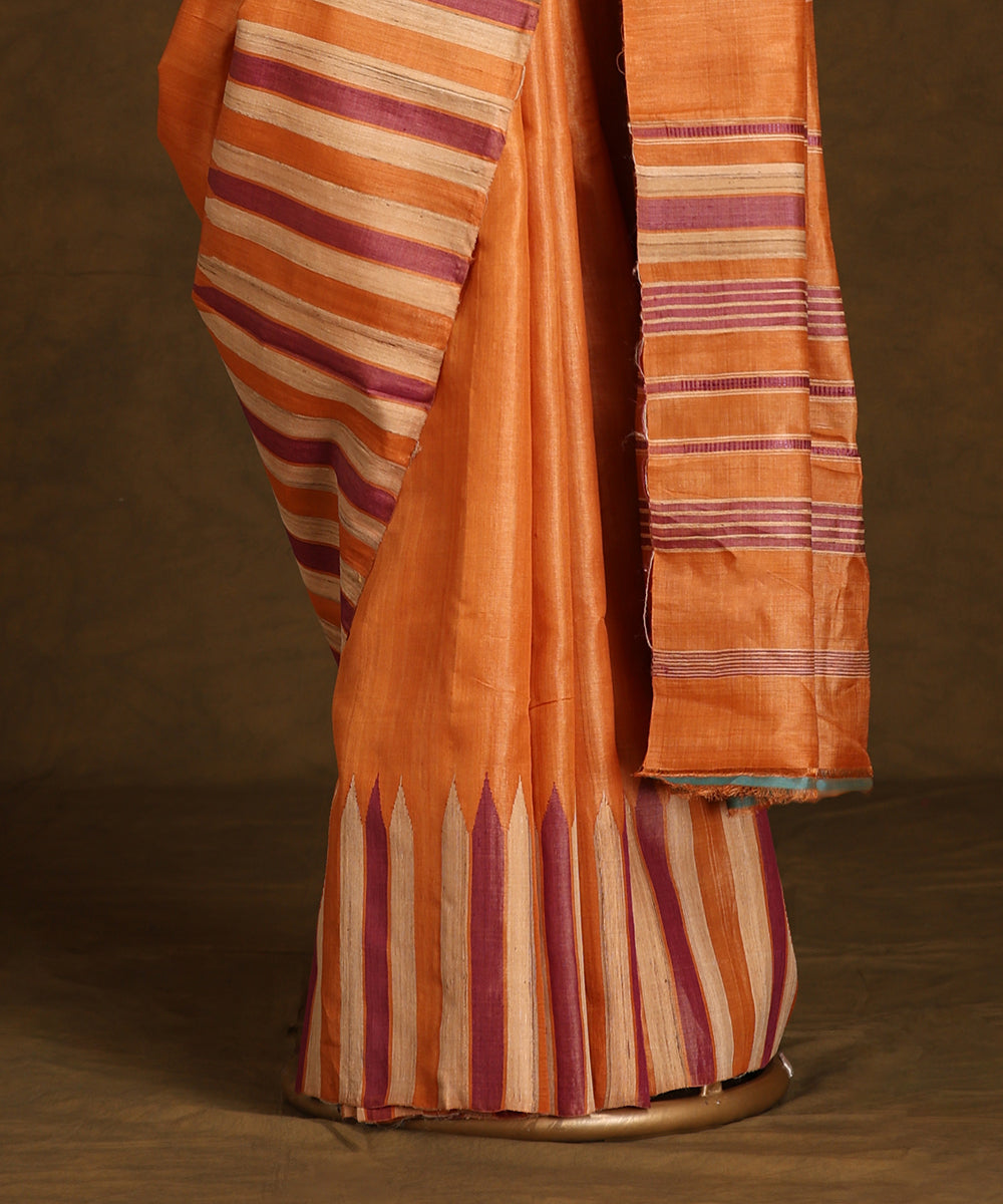 Pastel_Orange_Handloom_Pure_Kosa_Silk_Saree_With_Temple_Border_WeaverStory_03