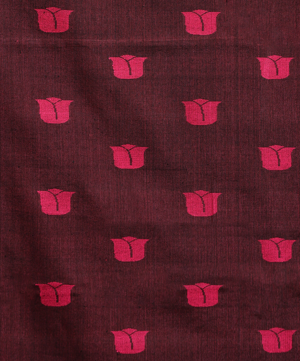 Rani_Pink_Handloom_Plain_Pure_Kosa_Silk_Saree_WeaverStory_05