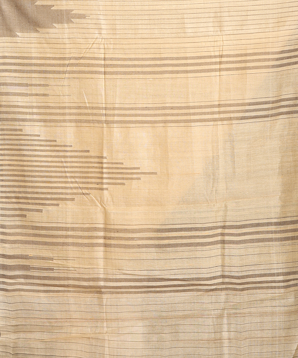 Beige_Handloom_Pure_Kosa_Silk_Saree_With_Temple_Border_WeaverStory_05