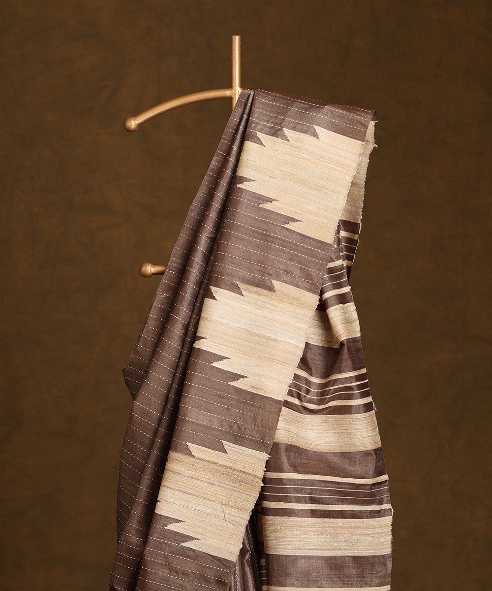 Handloom_Toosh_Pure_Kosa_Silk_Striped_Saree_With_Beige_Temple_Border_WeaverStory_02