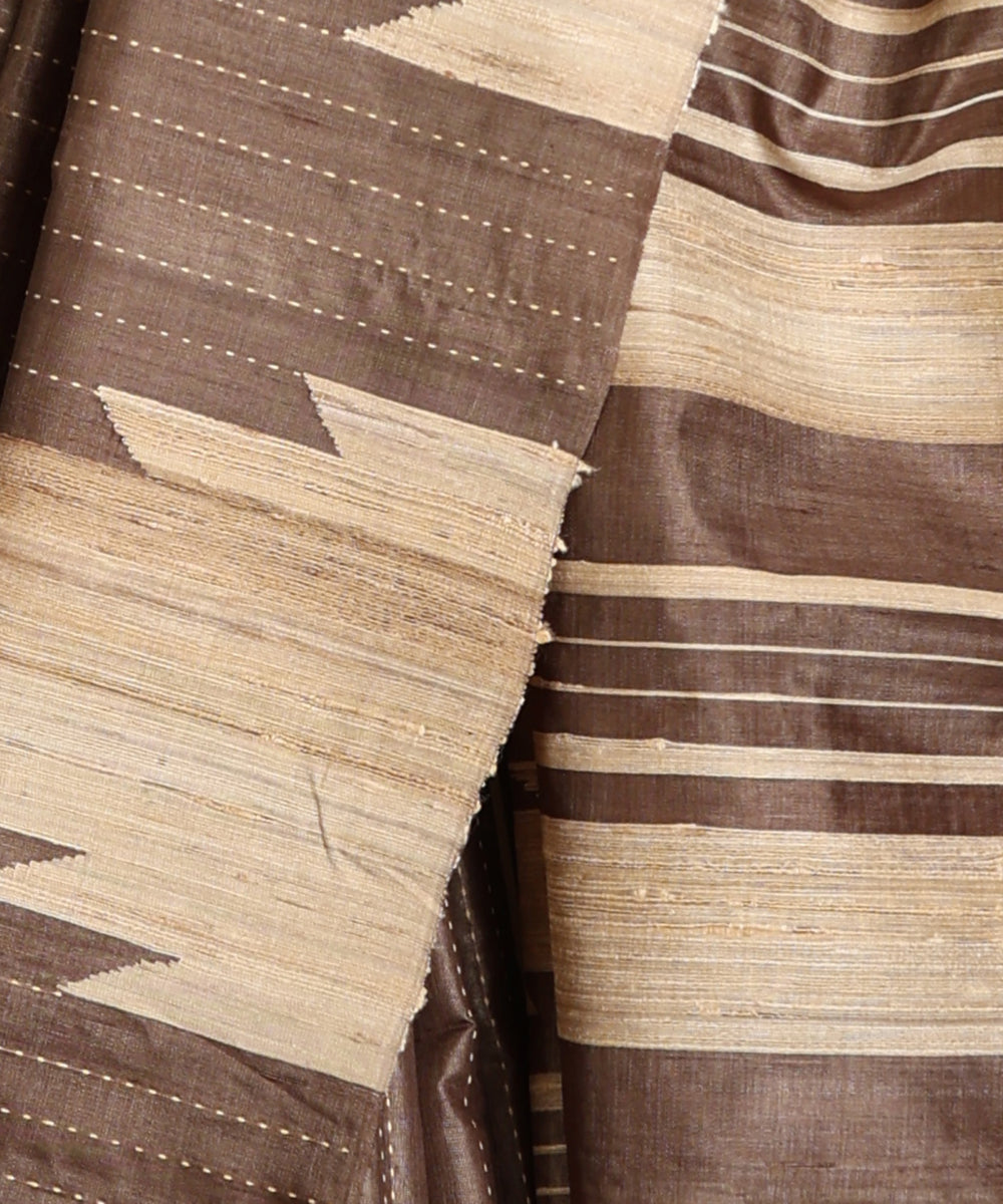 Handloom_Toosh_Pure_Kosa_Silk_Striped_Saree_With_Beige_Temple_Border_WeaverStory_04