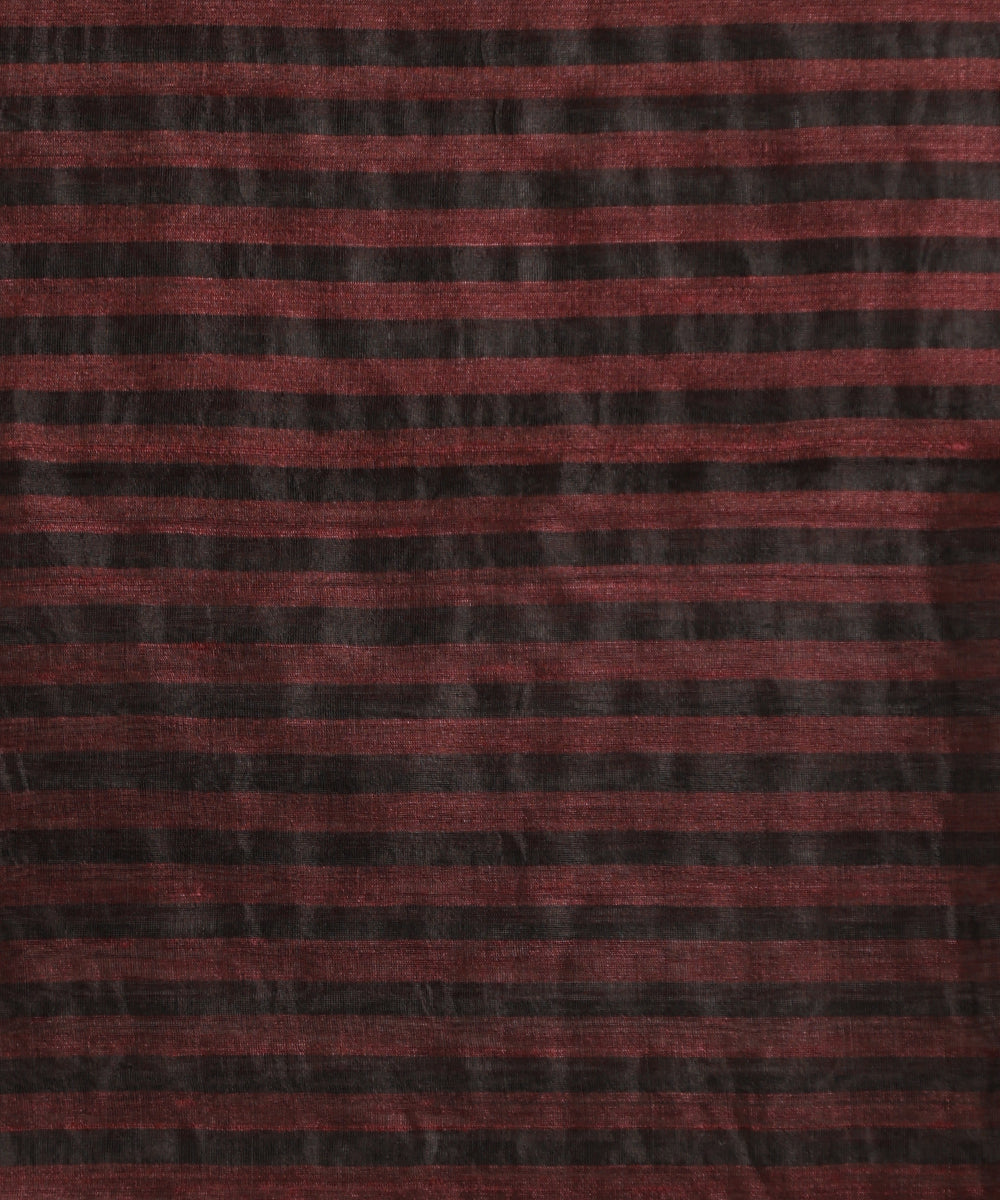 Black_And_Wine_Handloom_Pure_Kosa_Silk_Striped_Saree_WeaverStory_06
