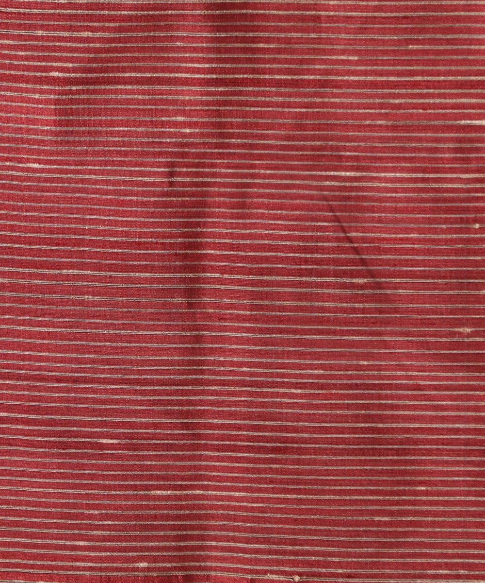 Red_Handloom_Pure_Kosa_Silk_Saree_With_Beige_Temple_Border_WeaverStory_06