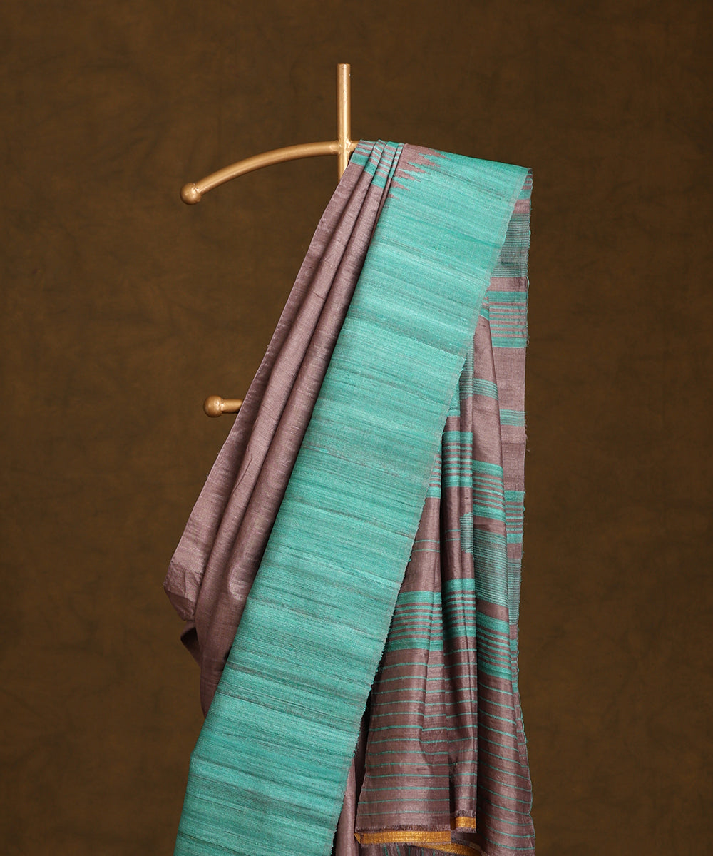 Mauve_Handloom_Pure_Kosa_Silk_Saree_With_Blue_Temple_Border_WeaverStory_02