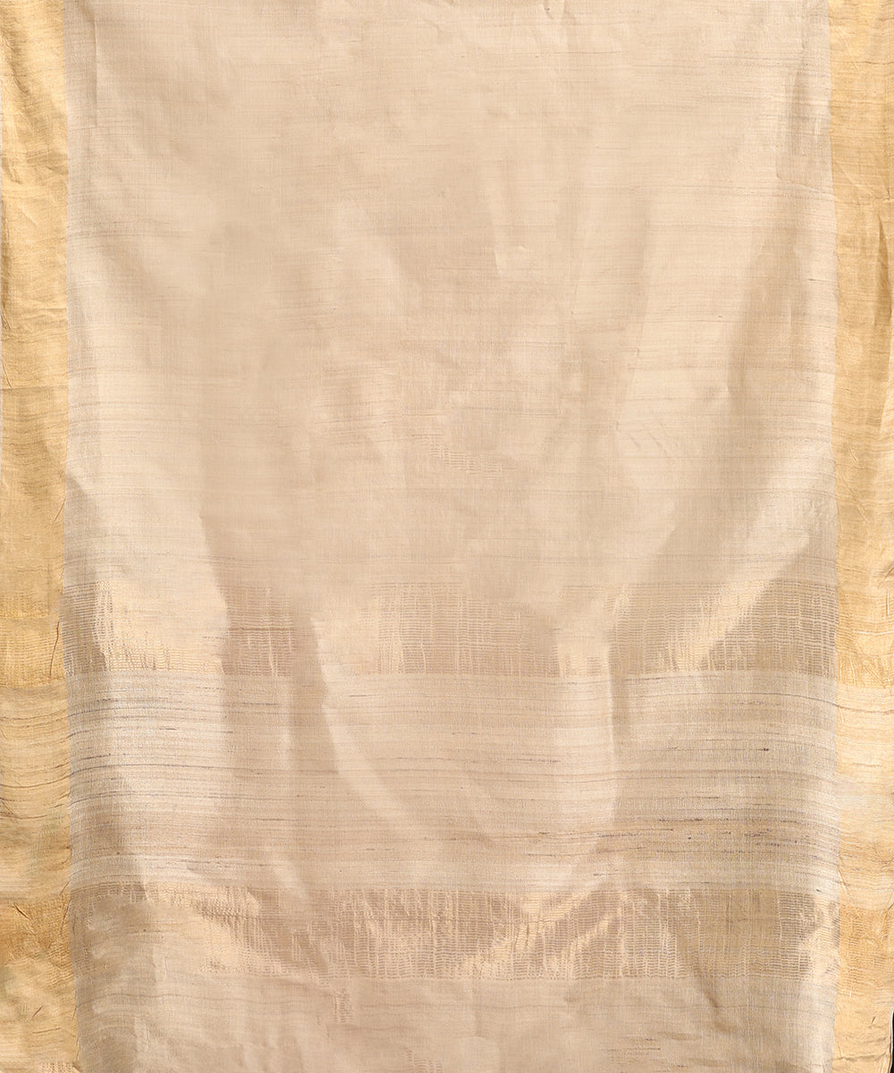 Beige_Handloom_Pure_Kosa_Silk_Saree_With_Golden_Border_WeaverStory_05