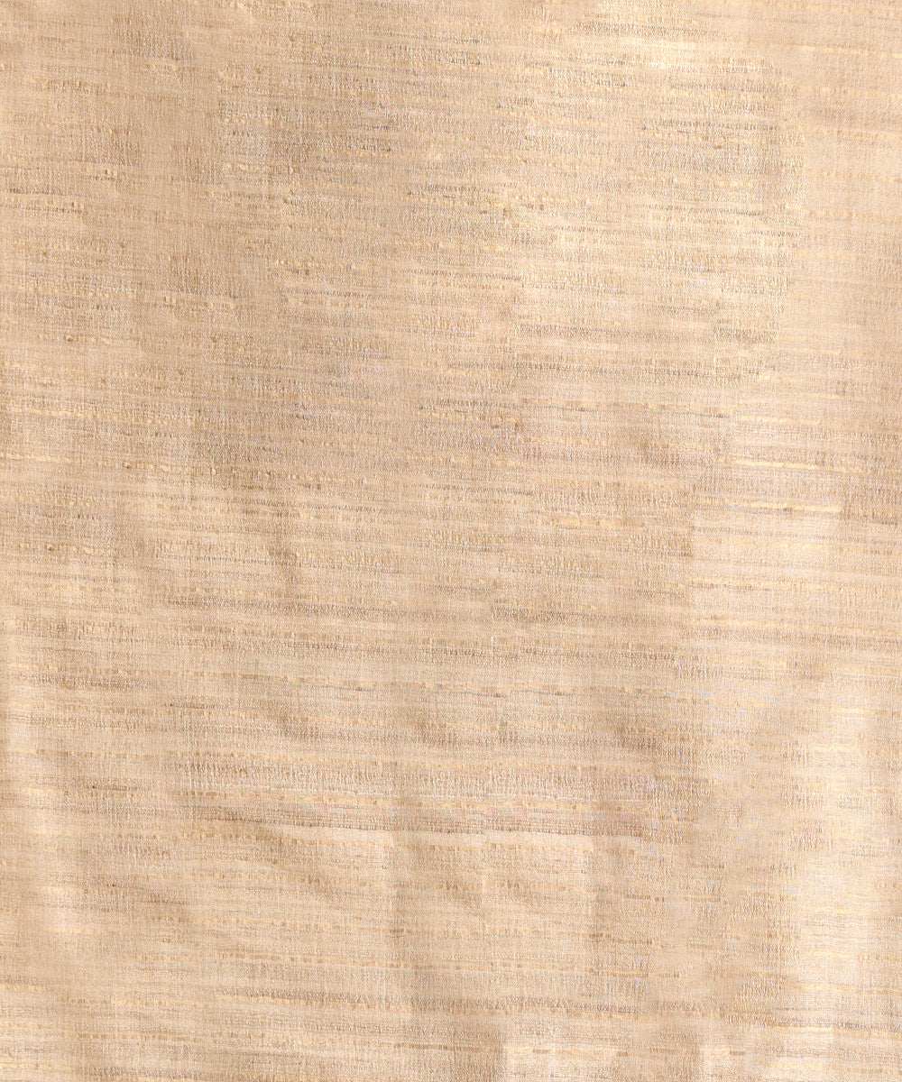 Beige_Handloom_Pure_Kosa_Silk_Saree_With_Golden_Border_WeaverStory_06