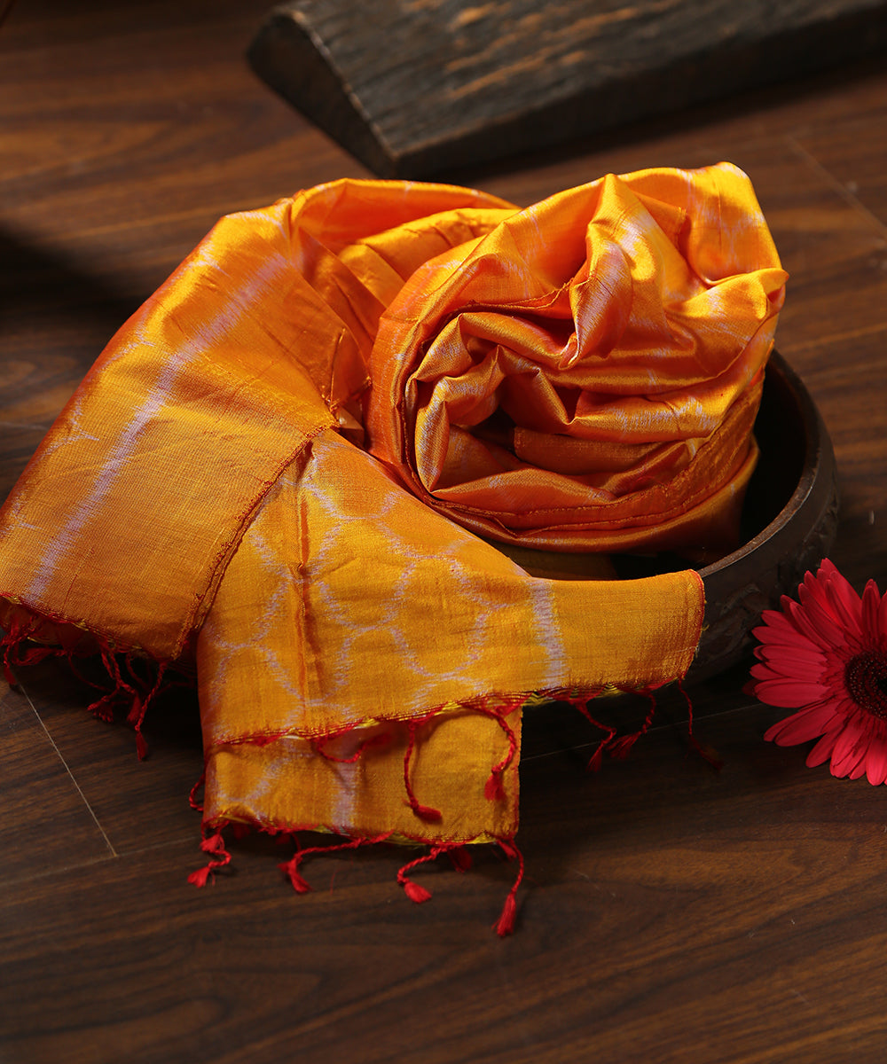 Yellow_Handloom_Pure_Mulberry_Silk_Single_Ikat_Stole_WeaverStory_01