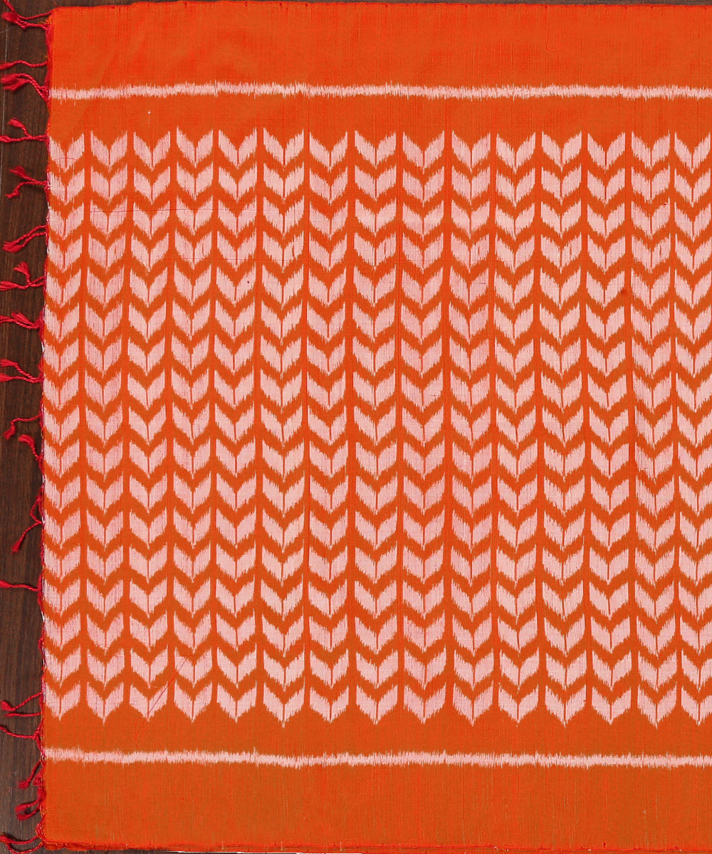 Orange_Handloom_Pure_Mulberry_Silk_Single_Ikat_Stole_WeaverStory_02