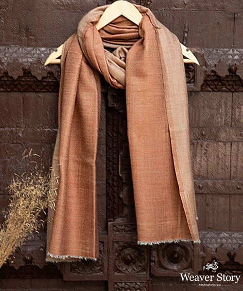 Handwoven_Brown_Double_Shade_Pure_Pashmina_Ladies_Stole_WeaverStory_01