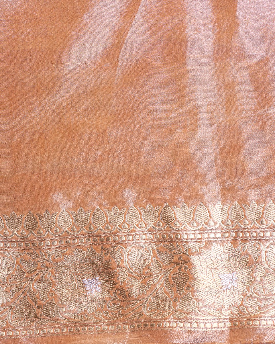 Saffron_Jangla_Handloom_Tissue_Banarasi_Saree_with_Gold_Border_WeaverStory_05