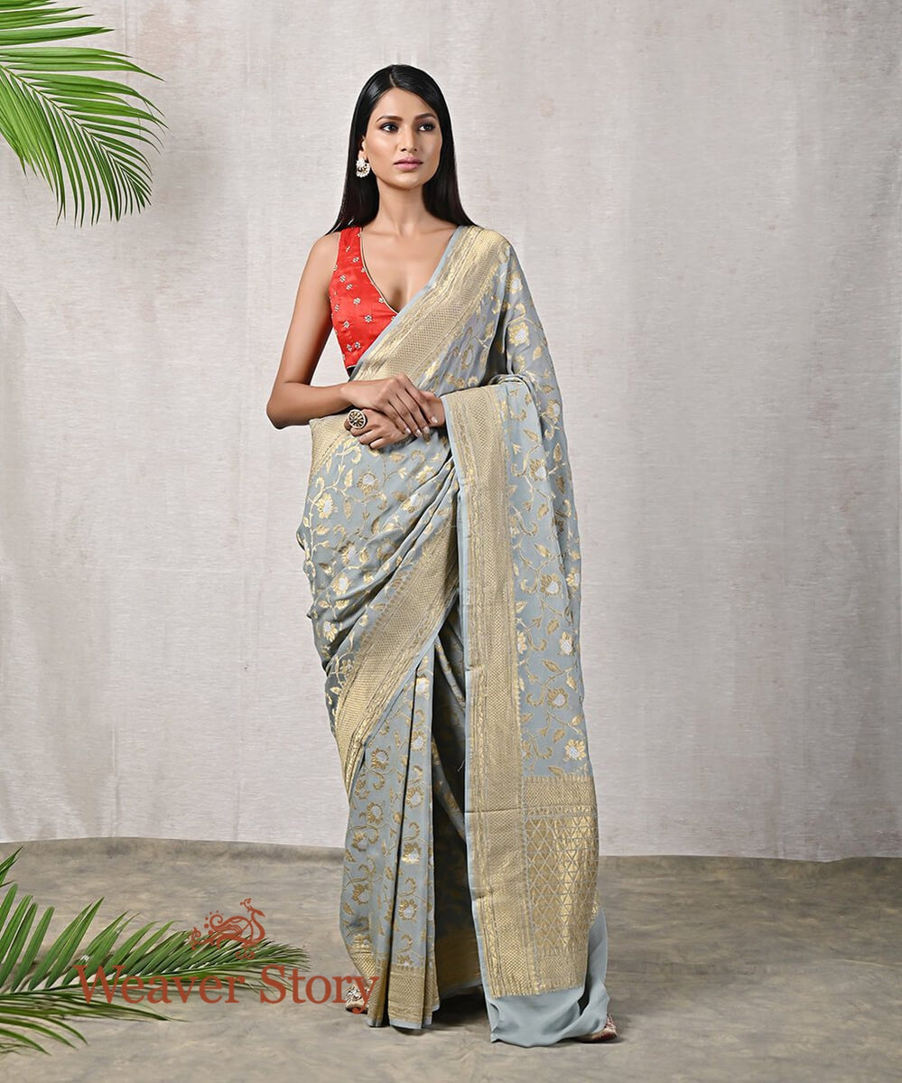 Sky_Blue_Woven_Handloom_Banarasi_Georgette_Saree_with_Floral_Jaal_WeaverStory_04