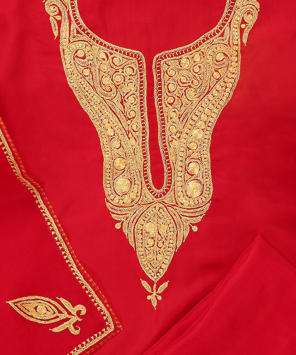 Red_Pure_Silk_Tilla_Hand_Embroidered_Unstitched_Suit_Set_With_Dupatta_WeaverStory_03
