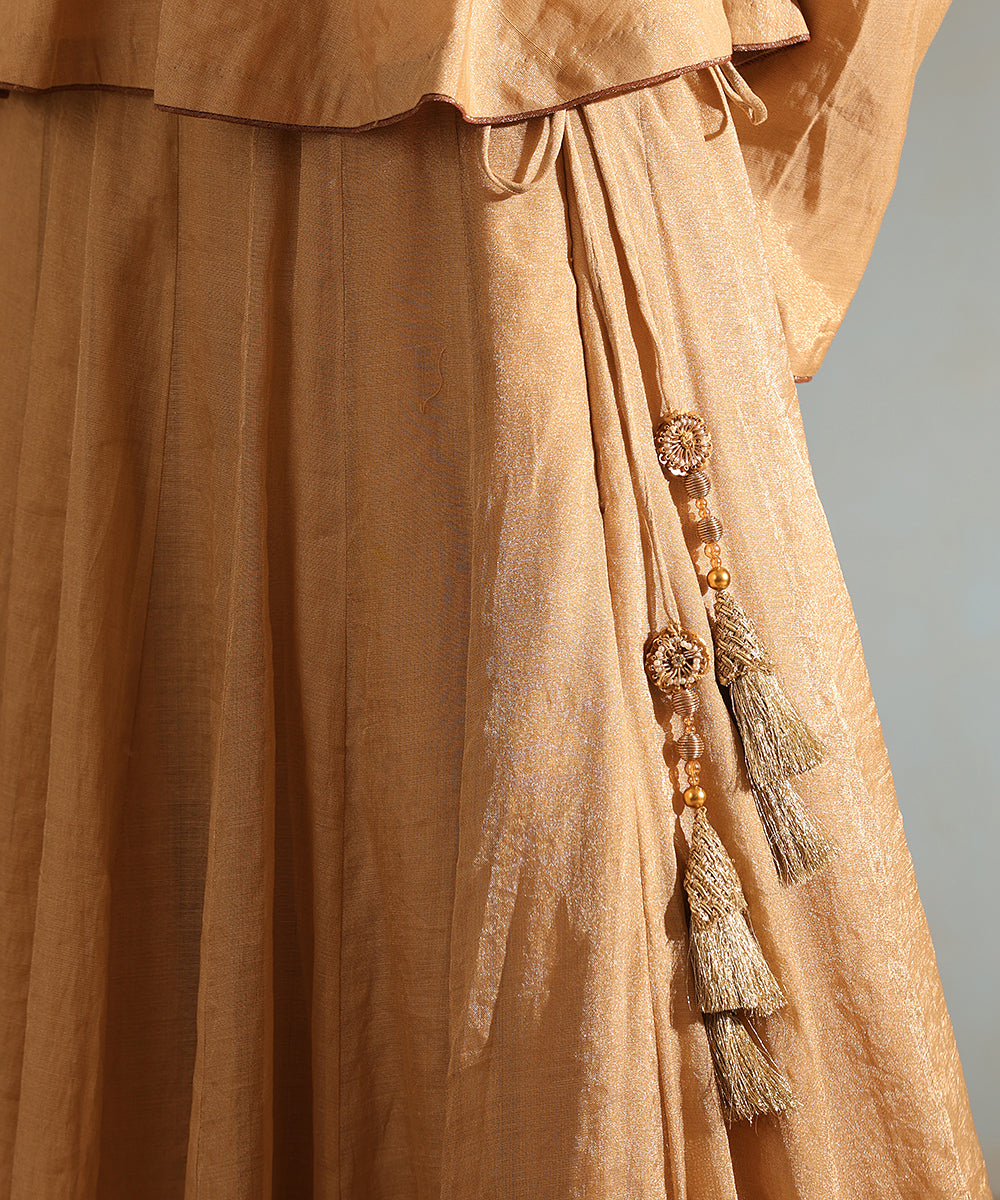 Beige_Handcrafted_Tissue_Silk_Lehenga_Set_With_Organza_Dupatta_WeaverStory_05