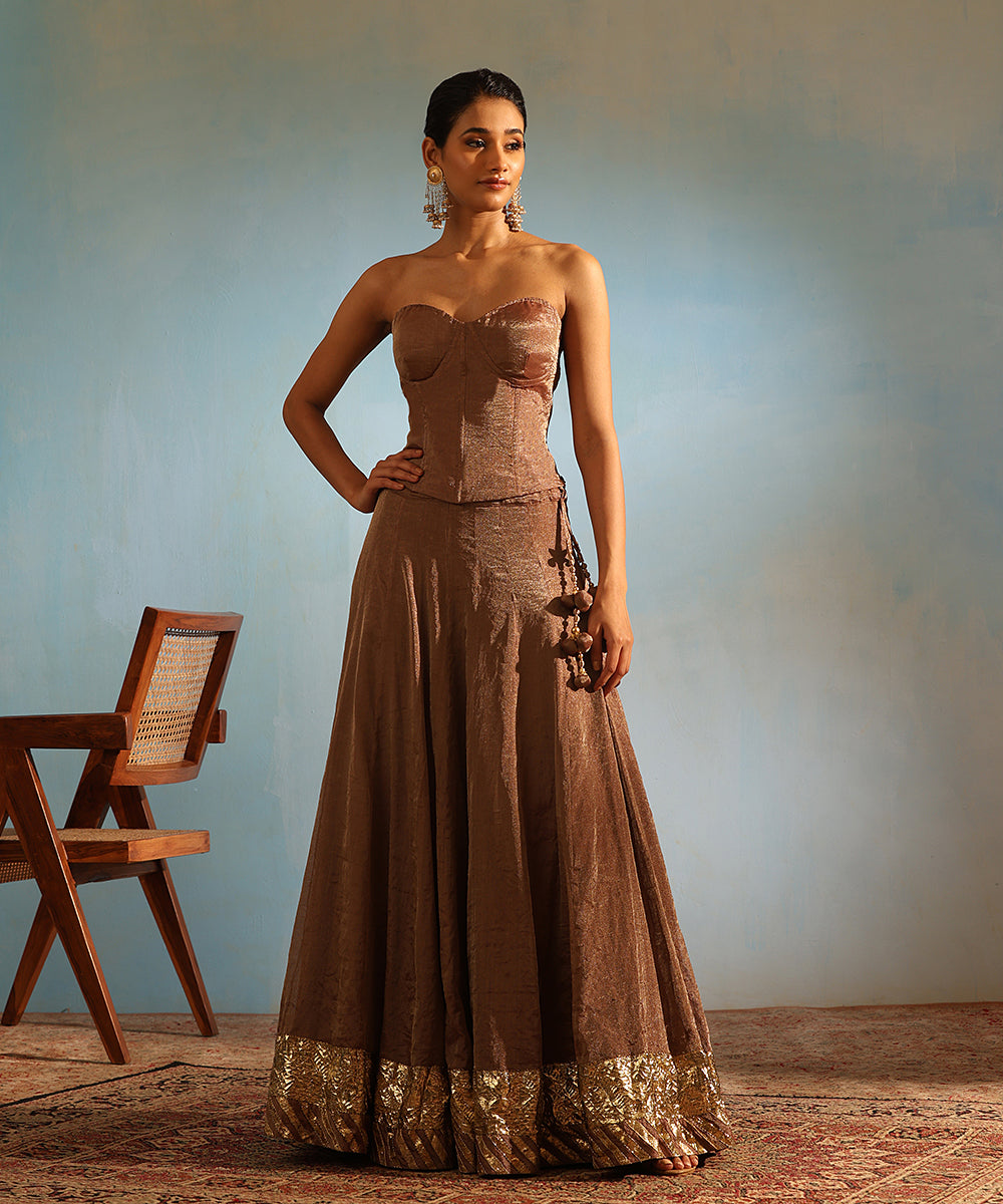 Brown_Handcrafted_Tissue_Silk_Kalidaar_Lehenga_Set_With_Organza_Dupatta_WeaverStory_04